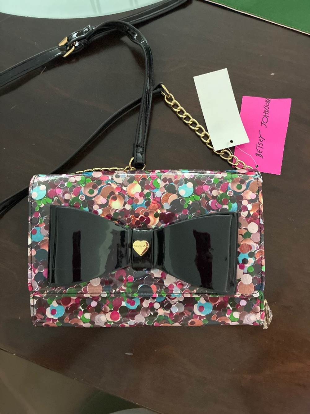 Betsy Johnson Rainbow Confetti Crossbody Purse